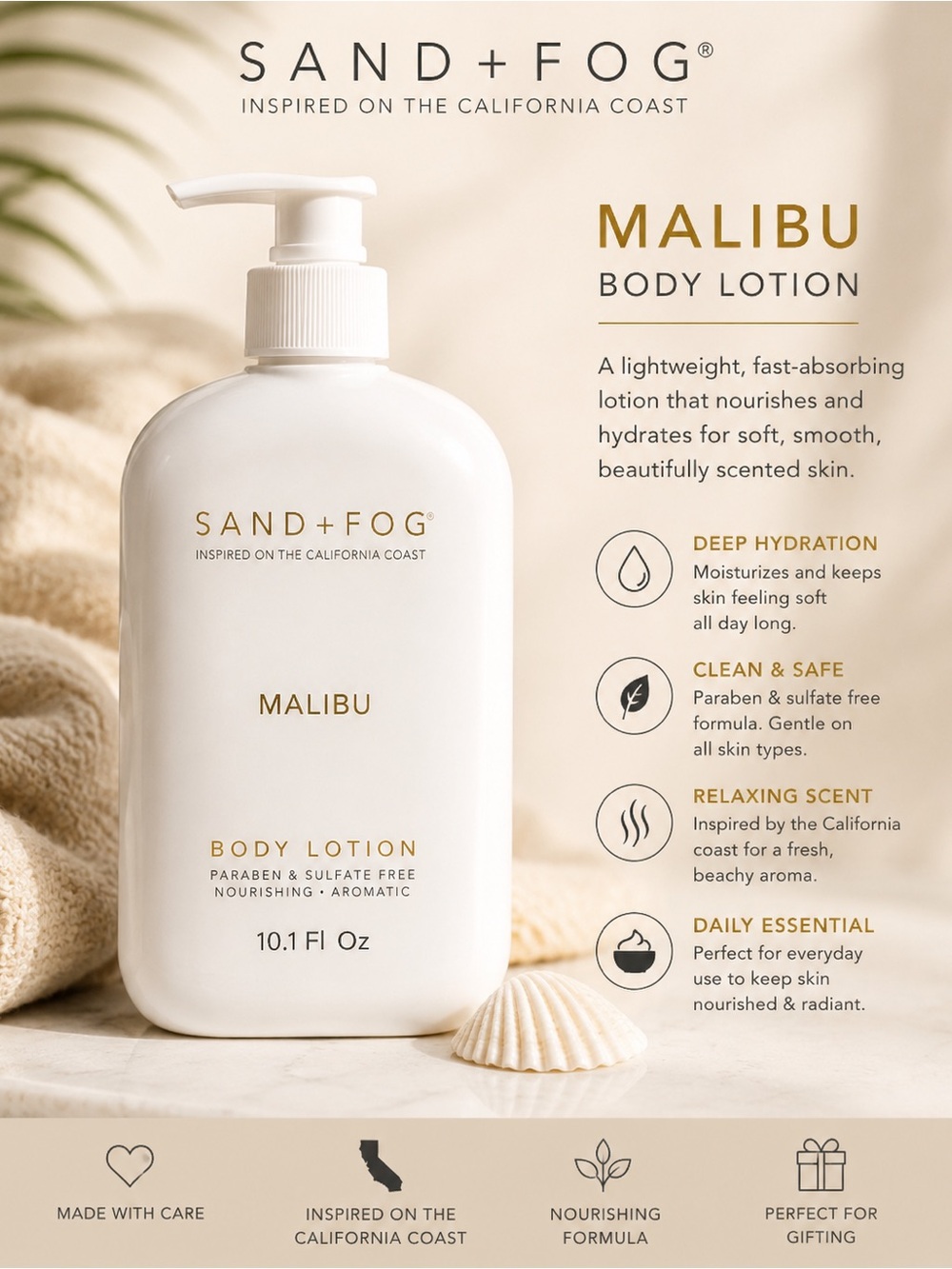 Sand + Fog Malibu Body Lotion — White‎